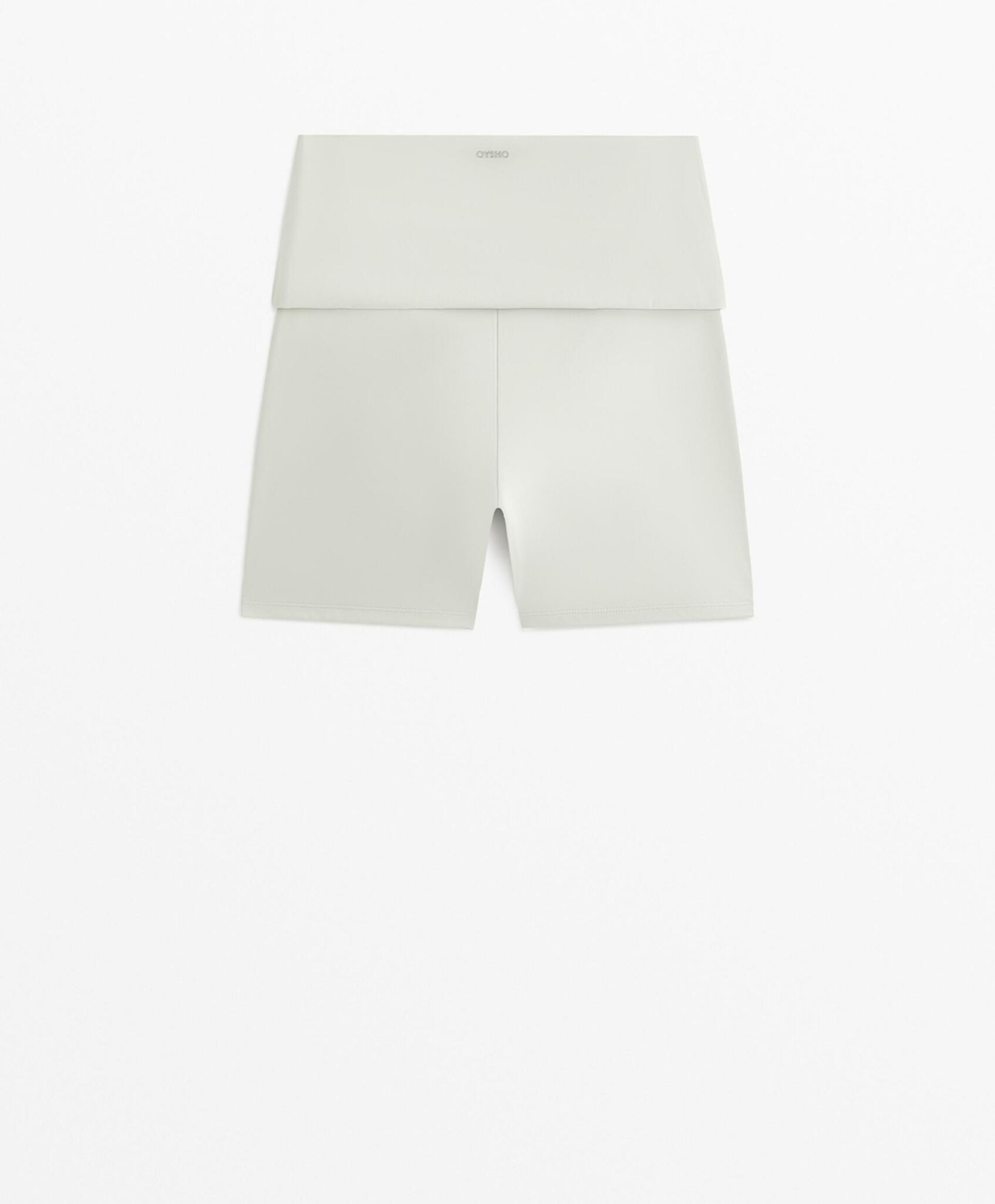 OYSHO Леггинсы- велосипедки Comfortlux укороченные 10 см с отворотом на талии, бледно-морской зеленый