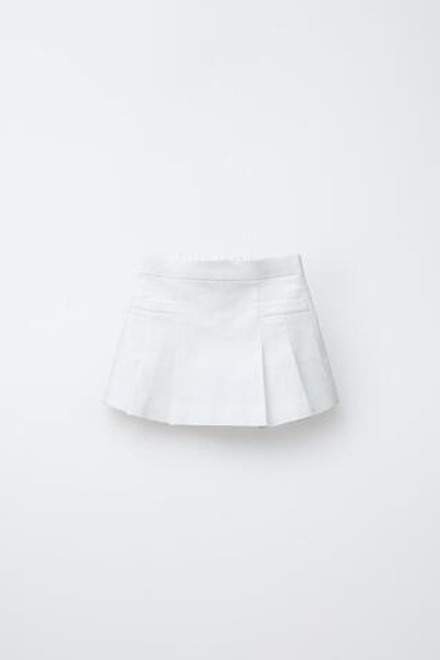 ZARA ЮБКА-ШОРТЫ В СКЛАДКУ, ЖЕЛТОВАТО-БЕЛЫЙ