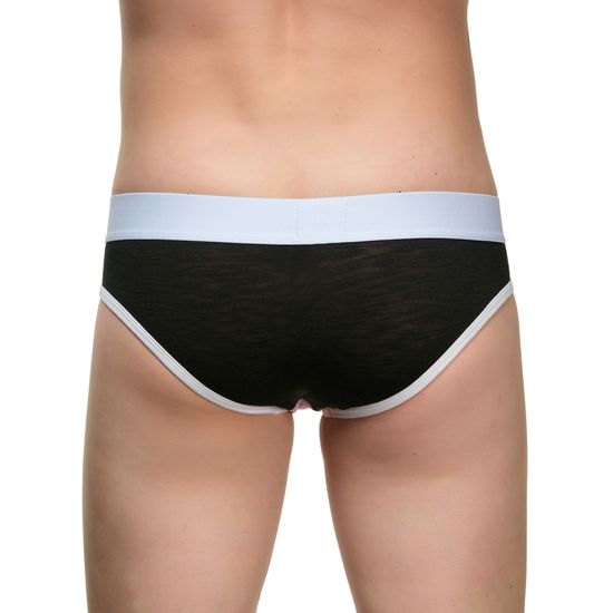 Мужские трусы брифы черные с розовой и баклажановыми вставками Boefje