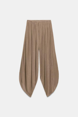 ZARA СТРУЯЩИЕСЯ БРЮКИ БЭГГИ, ПЕСОЧНЫЙ