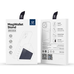 Магнитный держатель картхолдер с MagSafe синего цвета от Dux Ducis, серия Mawa Series Magnetic PU Leather