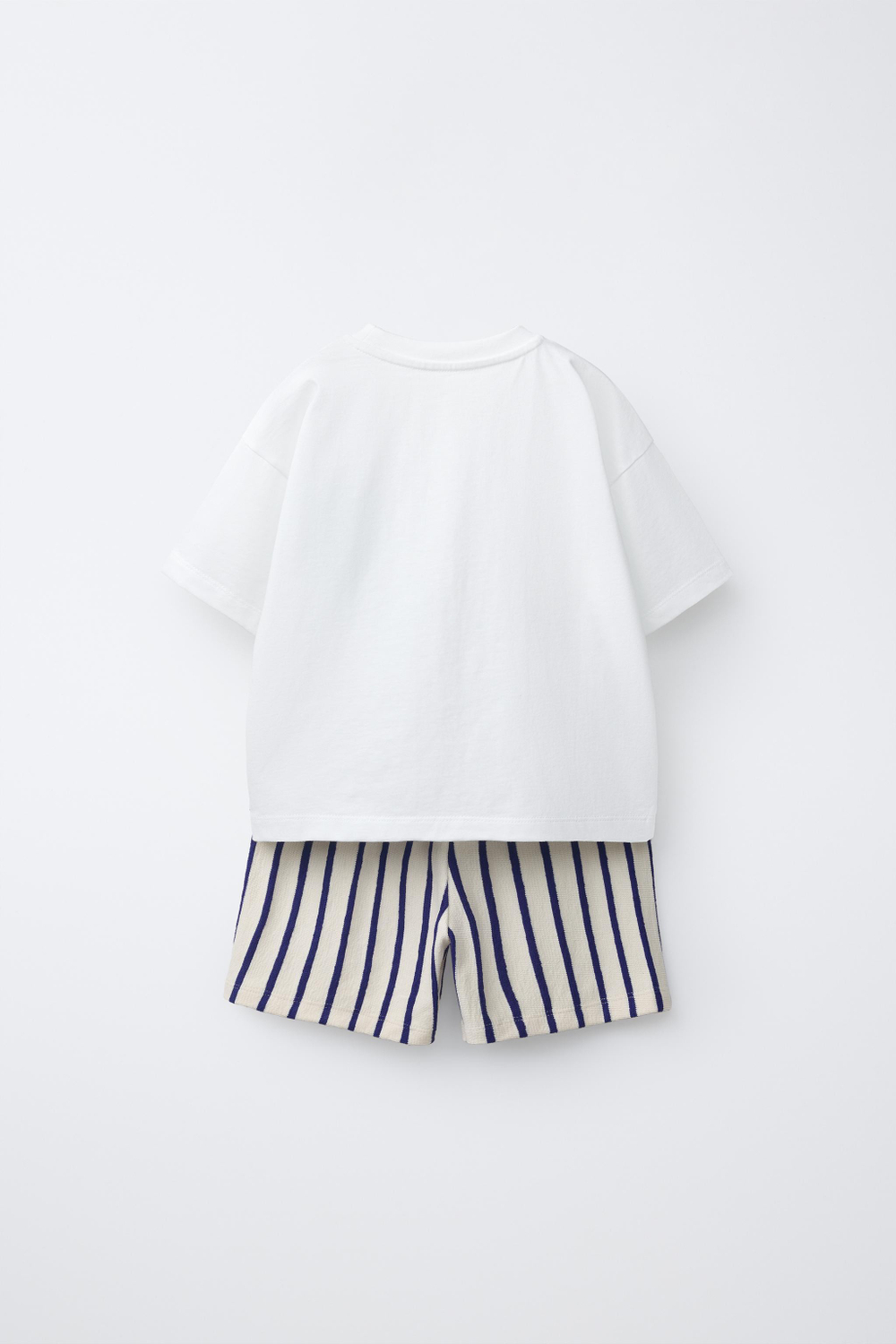 ZARA КОМПЛЕКТ ДЖОГГЕРЫ, ФУТБОЛКА И ШОРТЫ С ДИНОЗАВРОМ, СИНИЙ/БЕЛЫЙ