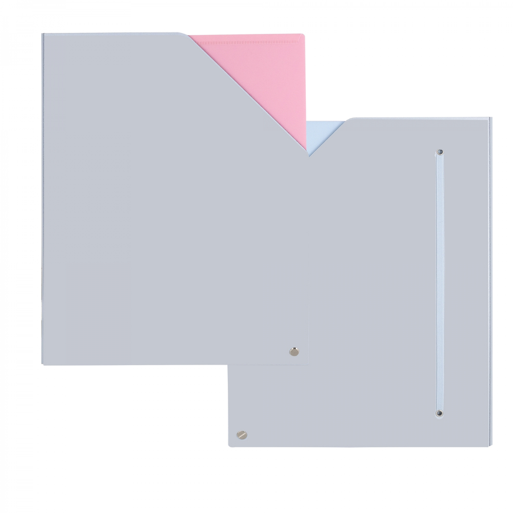 Папка архивная Alingar, 228*172 мм, пластик, 1500 мкм, на резинке с 4 файлами, св-серый