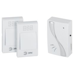 Звонок дверной ЭРА TWIN-B беспроводной две кнопки белый 32 мелодии | Электрозвонки