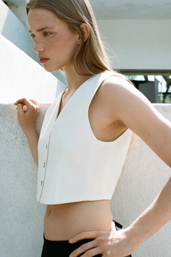 ZARA ЖИЛЕТ CUT OUT, ЭКРЮ