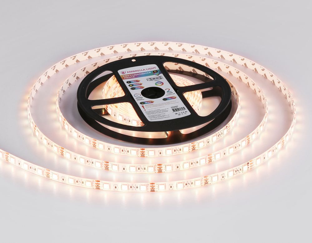 Ambrella Светодиодная лента RGB Ambrella Light GS2302 5050 60Led /14.4W m/ 12V IP65 RGB 5m LED Strip 12V GS2302