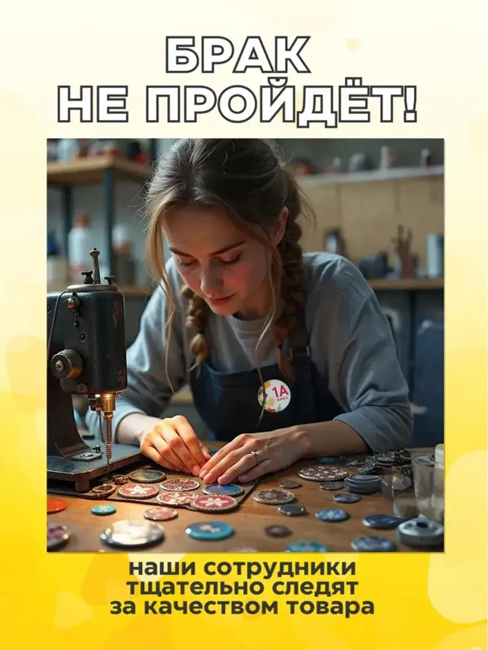 Значок Первоклассник 1Б класс 10 шт 56 мм