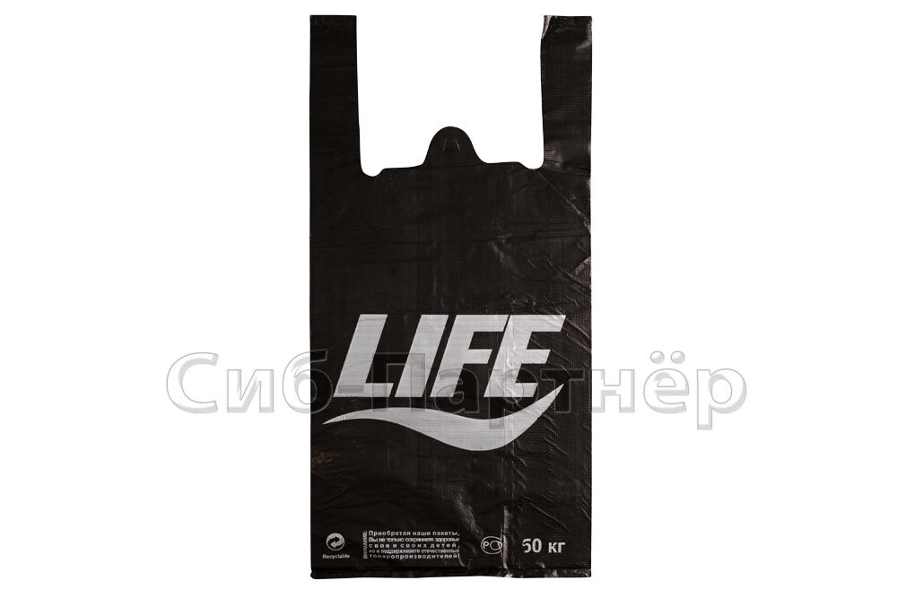 Пакет майка 30*55 чер ПНД LIFE (25мк*50шт*500уп)