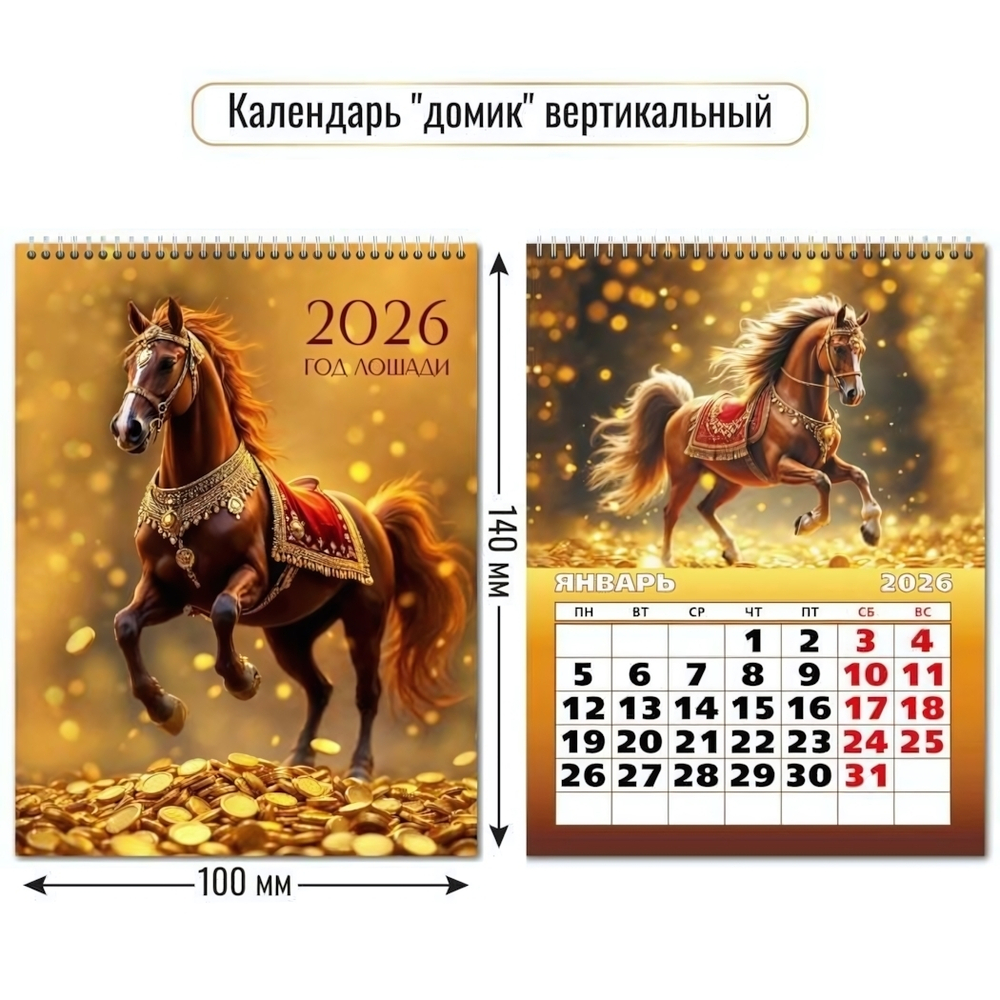 Календарь-домик вертикальный 2026 символ года (Квадра)