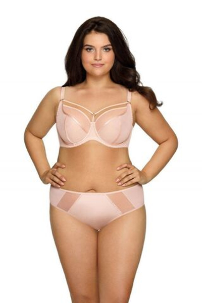 Бюстгальтер на косточках plus size с декоративными бретелями (Размер: 95G) (Цвет: телесный)