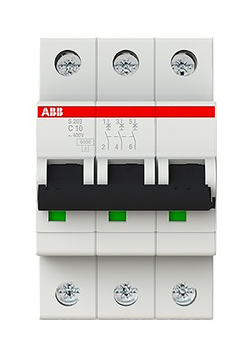 Выключатель автоматический ABB S203 C10 2CDS253001R0104 3P 6 kA