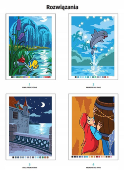Раскраска по номерам Coloriages mystres Disney - официальное польское издание. В воде и над водой.