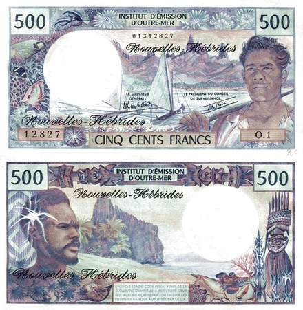 Новые Гебриды 500 франков 1970 - 1980 UNC