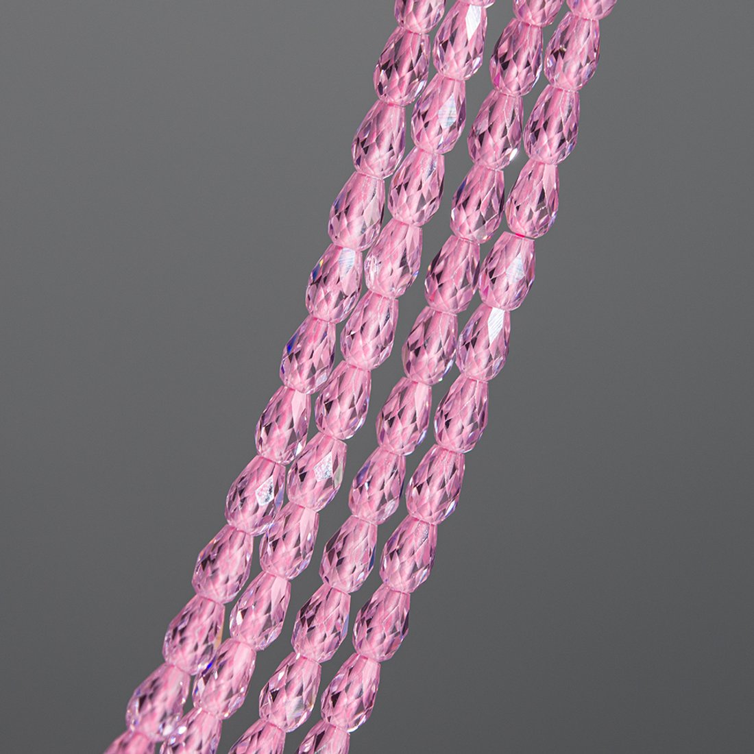 Фианиты, оттенок "Нежный розовый", бриолетт 4,4*6мм