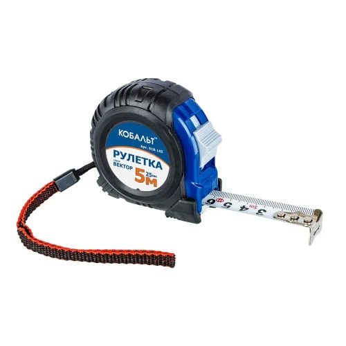 Рулетка КОБАЛЬТ Вектор 5м x 25мм обрезиненный корпус .