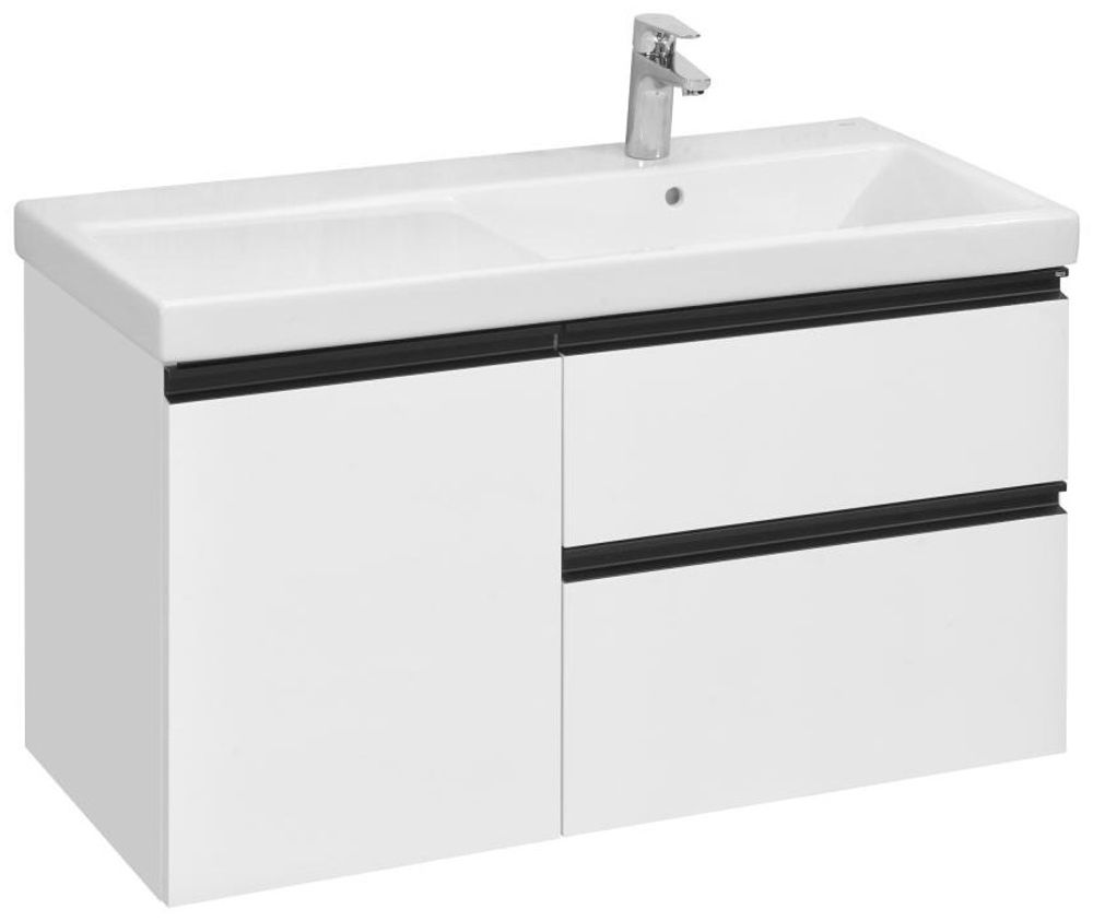Тумба подвесная ROCA DOMI 1000 2 ящика, 1 дверь, белый глянец (A857478806) с раковиной ROCA THE GAP PLUS Правая (73270ME004)