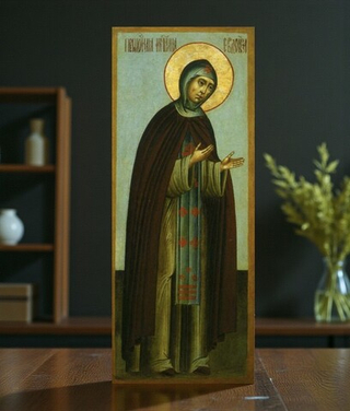 Евдокия Илиопольская святая преподобная мученица деревянная икона на левкасе