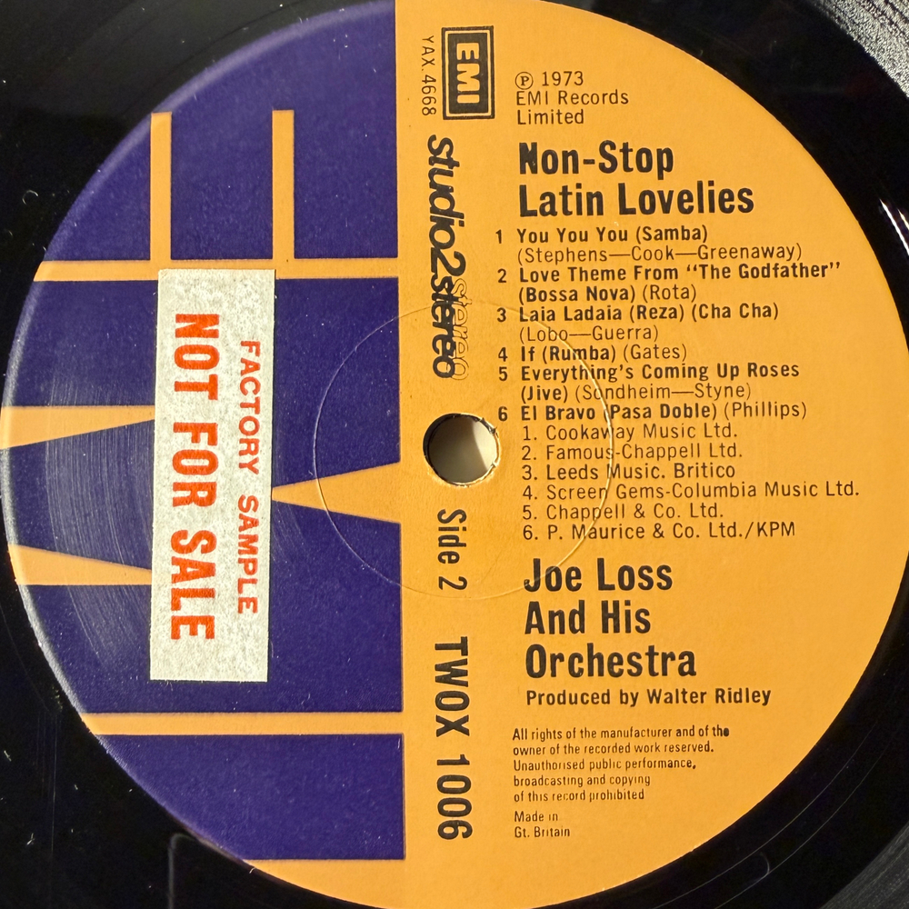 Joe Loss And His Orchestra ‎– Non Stop Latin Lovelies (Англия 1973г.) Promo