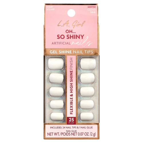 L.A. Girl, Oh So Shiny, искусственные ногти, гелевые типсы для сияния ногтей, GNT151 Облако Nine, набор из 25 предметов