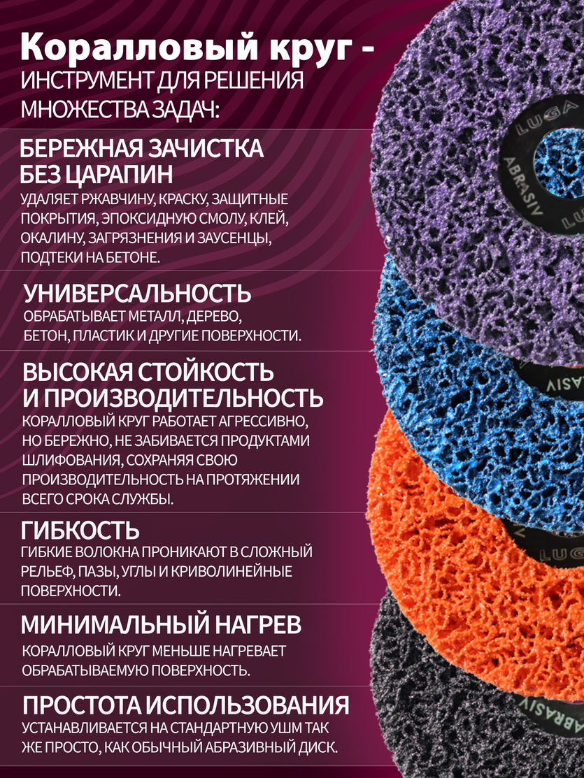 Круг Коралловый зачистной 125 х 22.23 80 черный (мягкий)