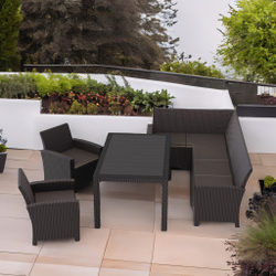 Комплект мебели под ротанг Калифорния “California“ с угловым диваном 240х136 см арт.80497 с  подушками столом 165х95 см и 2 кресела