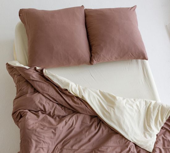 Двуспальный комплект постельного белья Кофейный крем трикотаж