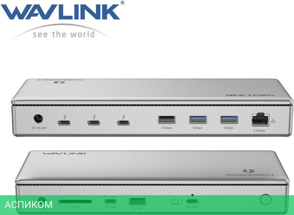Док-станция Wavlink Thunderbolt 4 Dual Display (WL-UTD43 Pro)