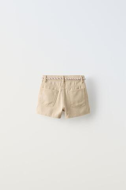 ZARA ШОРТЫ С КОНТРАСТНОЙ ДЕТАЛЬЮ, ЭКРЮ