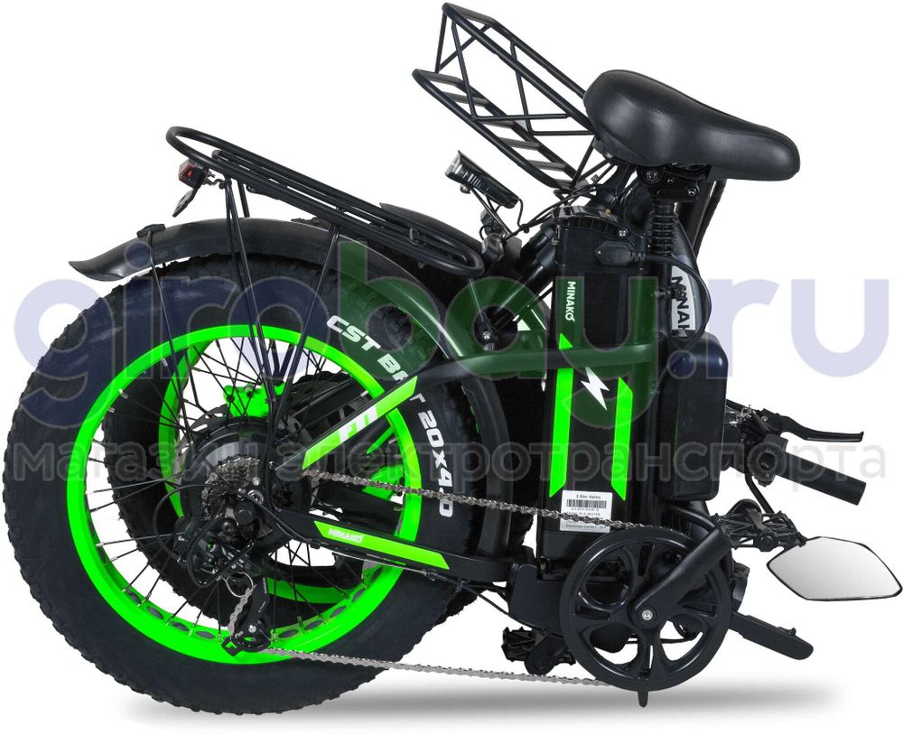 Электровелосипед Minako F11 Pro Dual 48V/20Ah (полный привод) 2025 года - Салатовый обод фото №9