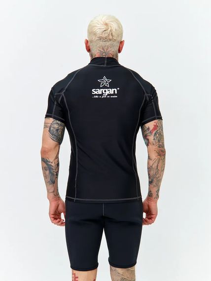 Футболка рашгард лонгслив Sargan Агидель UPF 50+ мужская черно-серая