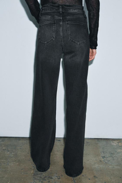 ZARA ДЖИНСЫ WIDE LEG С ВЫСОКОЙ ПОСАДКОЙ — ZW COLLECTION, СЕРЫЙ