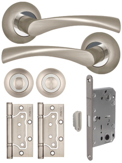 Дверная ручка с магнитной защелкой фиксатором и петлями