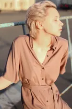 Платье-рубашка FOS Вискоза Кофейная