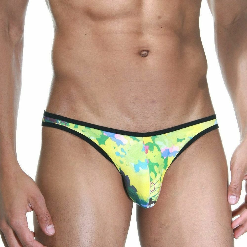 Мужские трусы слипы желтые с цветочным принтом Cosmos Colors FR20_YT