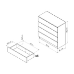 Dipriz Комод для одежды Марм 73х33х73 см c 4 ящиками, белый комод в скандинавском стиле