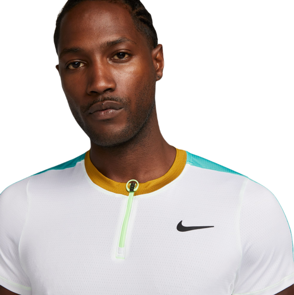 Мужское теннисное поло Nike Court Dri-Fit Advantage Polo - white/washed teal/bronzine/black
