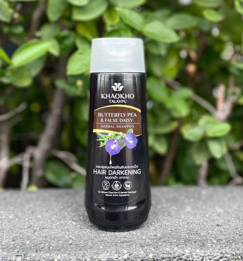 Бессульфатный шампунь для укрепления волос Синий чай и Эклипта Butterfly Pea And False Daisy Herbal Shampoo Khaokho Talaypu