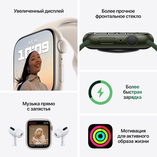 Apple Watch Series 7, 45 мм, корпус из алюминия синего цвета, спортивный ремешок «синий омут»