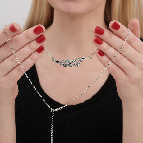 "Элэна" колье в серебряном покрытии из коллекции "Хрустальный сад" от Jenavi с замком карабин