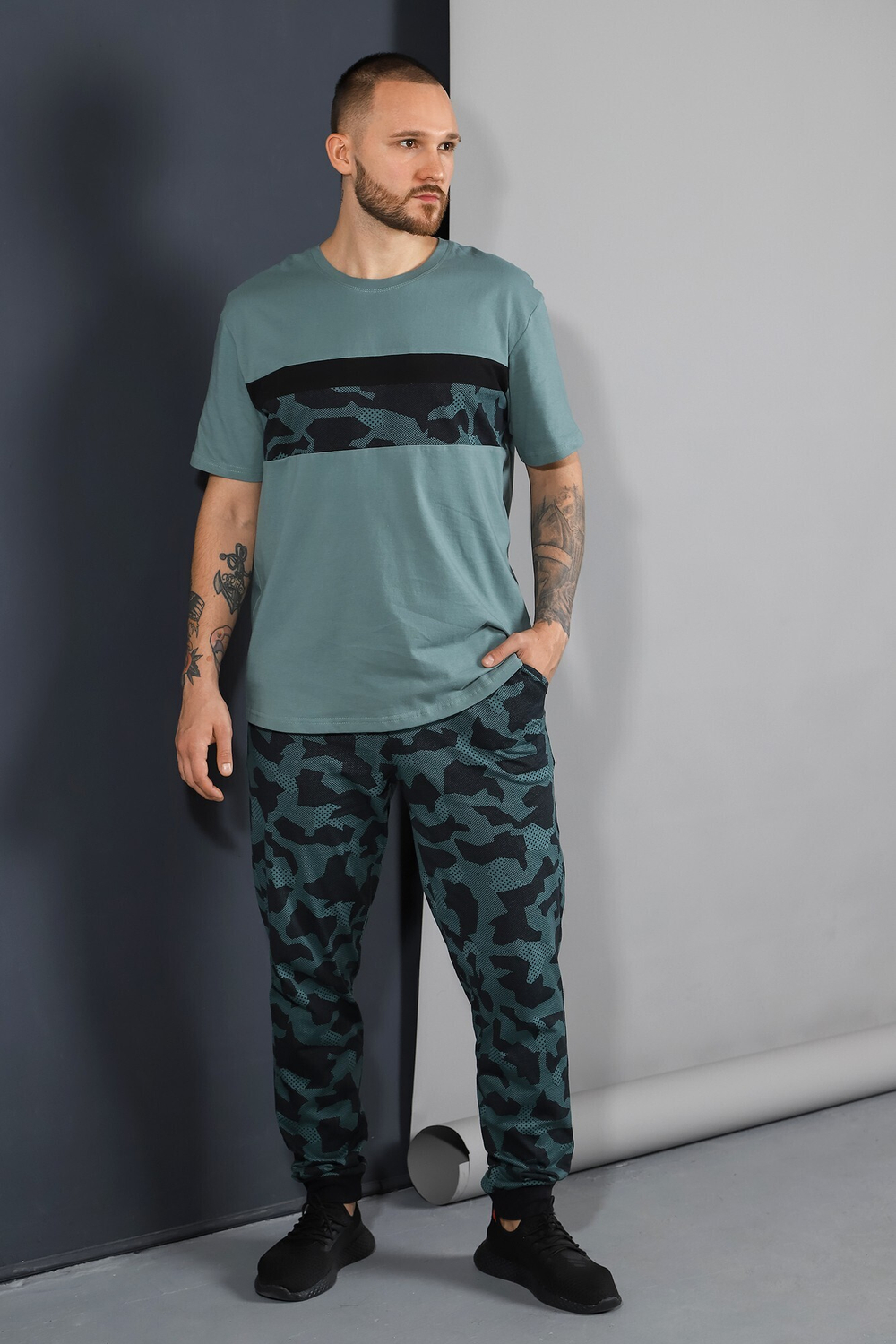 [m]Пижама мужская штаны+футболка к/р КП-101