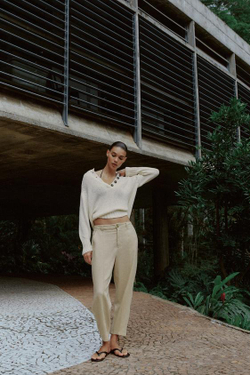 ZARA БРЮКИ CARROT FIT С ДЕКОРАТИВНОЙ СТРОЧКОЙ ИЗ ЛЬНА, ПЕСОЧНЫЙ