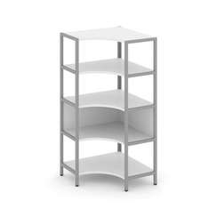 Shelf System Односекционный угловой стеллаж четырехярусный SN.STMU-411 Белый/Металл Серый 810*810*16