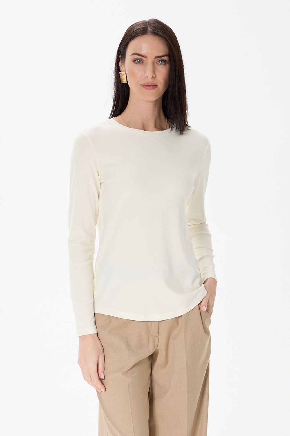 Лонгслив молочный прямой