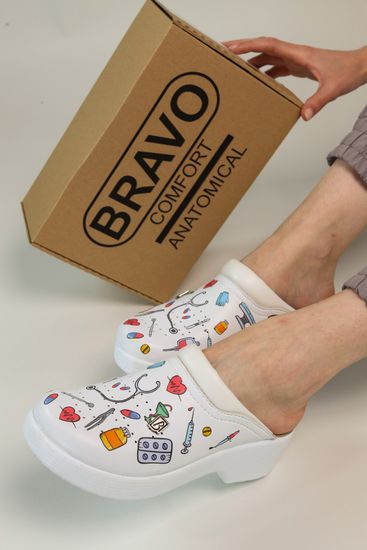 503 | "Anna" Женские медицинские сабо (принт)