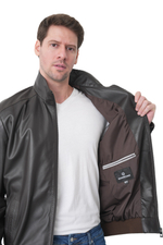 KHIMEONE Мужская кожаная демисезонная куртка (натуральная кожа наппа)