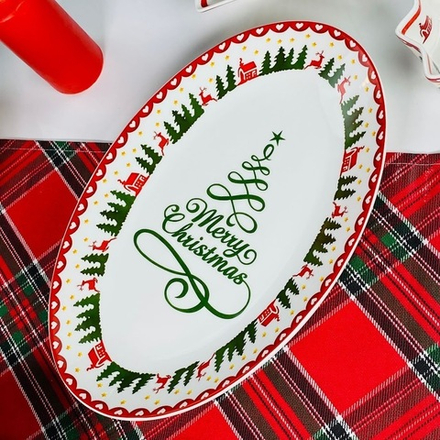 Lenardi 164-053 Набор из 2 овальных блюд 30,5см НОВЫЙ ГОД в под.уп.(х12)Фарфор