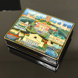 Шкатулка "Достопримечательности Москвы" худ. Костерина (Ручная роспись Палех)