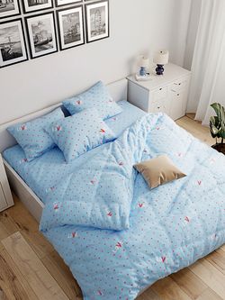 Постельное белье Сказка "Love" евро Наволочка 70х70 см 2 шт Простынь 240х215 см Пододеяльник 200х215 см, поплин