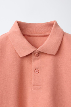 ZARA БАЗОВОЕ ПОЛО ИЗ ПИКЕ, ЛОСОСЕВЫЙ