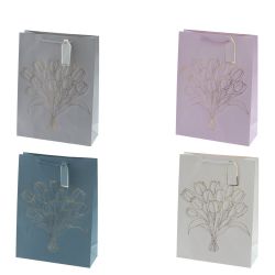 GAEM Пакет подарочный L (бумага 210г/м2, блок 12шт), L31 W12 H42 см, 4в.